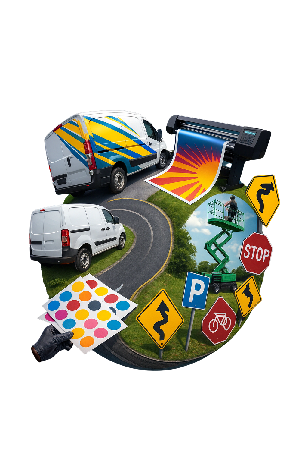 Aplicación móvil de Rotúla mostrando servicios de rotulación e impresión digital